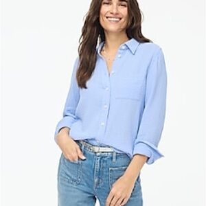 EUC J. Crew Baby Blue Gauze Button Down Shirt, Size S